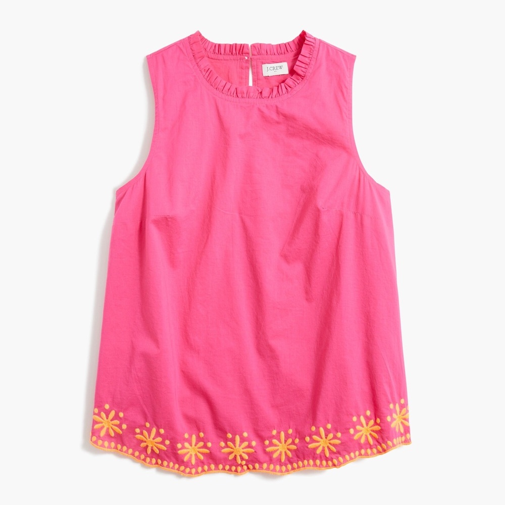 J. Crew Factory Cotton high-neck swing top with embroidery